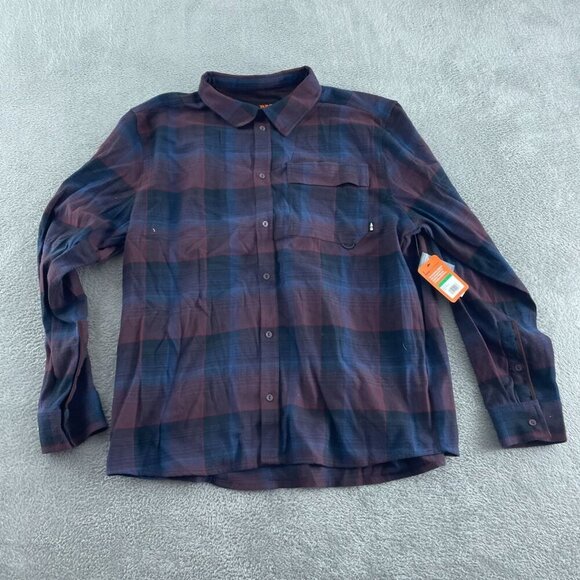 Bass Outdoor Stretch Flannel Shirt Fudge Plaid Long Sleeve Button-Up L NWT 0356 - Picture 1 of 10